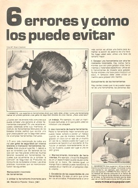 6 errores al utilizar herramientas manuales y cómo los puede evitar - Enero 1981