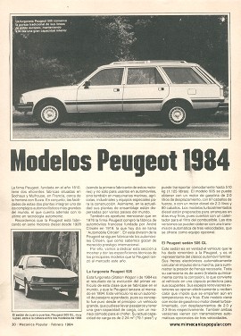 Modelos Peugeot 1984 - Febrero 1984