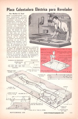 Fotografía: Placa Calentadora Eléctrica para Revelador - Noviembre 1954