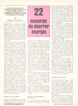 22 maneras de ahorrar energía - Agosto 1978