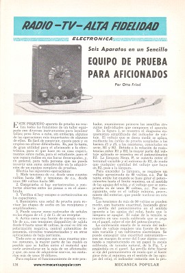 Seis aparatos en un sencillo equipo de prueba para aficionados - Septiembre 1960