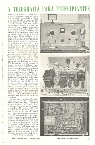 Transmisor de radio telefon&iacute;a y telegraf&iacute;a para principiantes - Septiembre 1947