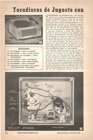 Tocadiscos de Juguete con Arranque y Parada Automáticos - Febrero 1953