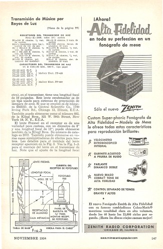 Transmisión de Música por Rayos de Luz - Noviembre 1954