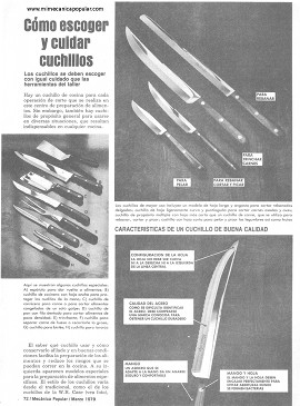 C&oacute;mo escoger y cuidar cuchillos - Marzo 1979