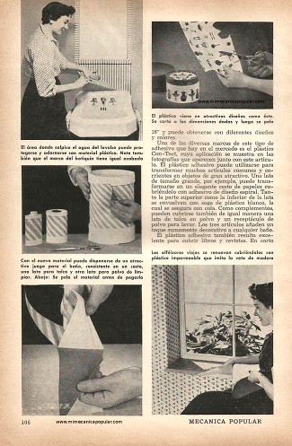 Nuevos acabados con pl&aacute;stico adhesivo - Febrero 1956