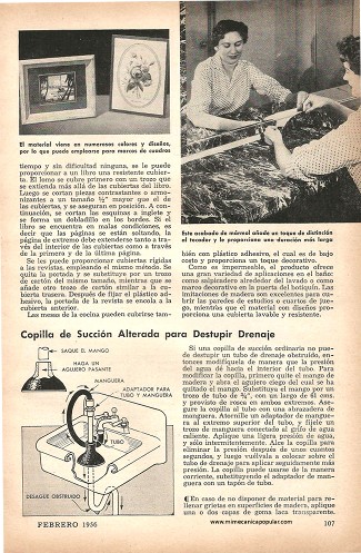 Nuevos acabados con pl&aacute;stico adhesivo - Febrero 1956