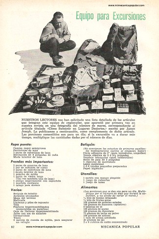 Equipo para Excursiones - Julio 1956