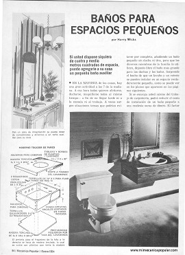 Baños para espacios pequeños - Enero 1974