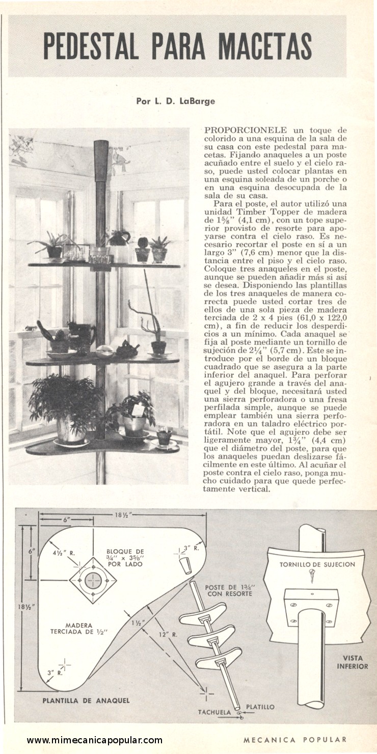 Pedestal Para Macetas - Febrero 1965
