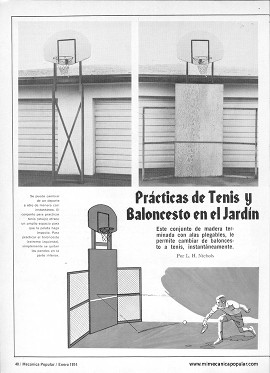 Conjunto de Madera Para Pr&aacute;cticas de Tenis y Baloncesto en el Jard&iacute;n - Enero 1974