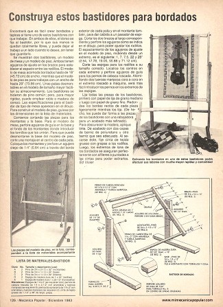 Construya estos bastidores para bordados - Diciembre 1983