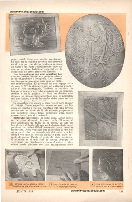 Es Muy F&aacute;cil REPUJAR METAL - Junio 1953