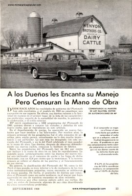 Informe de los dueños: Plymouth 60 - Septiembre 1960