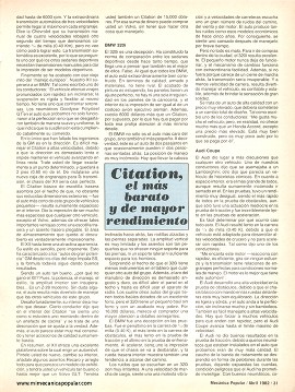 Citation. un reto a los autos europeos - Abril 1982