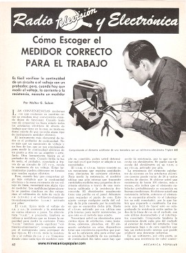 Electrónica: Cómo Escoger el Medidor Correcto para el Trabajo - Septiembre 1968
