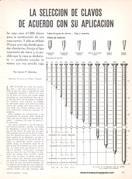 La selecci&oacute;n de clavos de acuerdo con su aplicaci&oacute;n - Septiembre 1968