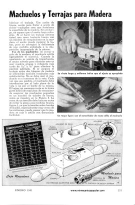 Cómo Usar Machuelos y Terrajas para Madera - Enero 1951