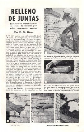 Relleno de Juntas en Muros de Mampostería - Junio 1951