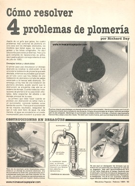 C&oacute;mo resolver 4 problemas de plomer&iacute;a - Febrero 1984