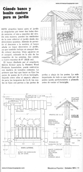 Cómodo banco y bonito cantero para su jardín - Octubre 1974