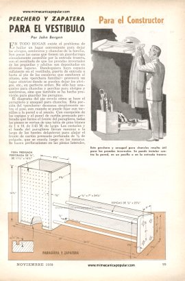 Perchero y Zapatera Para El Vestíbulo - Noviembre 1958