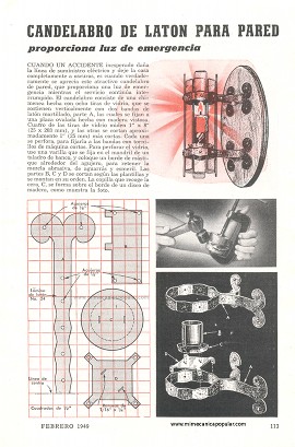 Candelabro de latón para pared - Febrero 1949