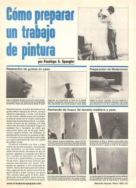 C&oacute;mo preparar un trabajo de pintura - Mayo 1985
