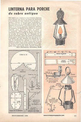 Linterna para porche de cobre antiguo - Noviembre 1948