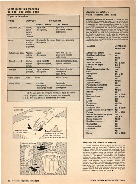 Cómo Quitar Manchas de Casi Cualquier Cosa - Junio 1974