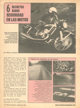 6 secretos sobre seguridad en las motos - Septiembre 1976