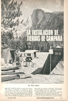 Para el Excursionista - La Instalación de Tiendas de Campaña - Julio 1960