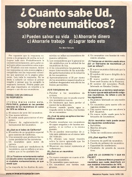 ¿Cuánto sabe Ud. sobre neumáticos? - Julio 1978