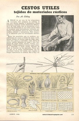 Cestos &uacute;tiles tejidos de materiales r&uacute;sticos - Abril 1948