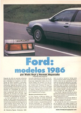 Ford: modelos 1986 - Diciembre 1985