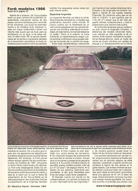 Ford: modelos 1986 - Diciembre 1985