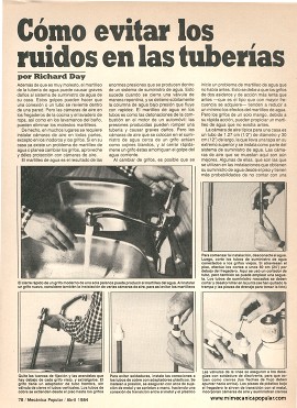 C&oacute;mo evitar los ruidos en las tuber&iacute;as - Abril 1984