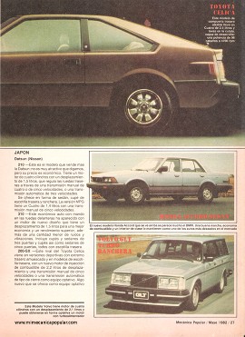 Nuevos Autos Japoneses y Europeos - Mayo 1982