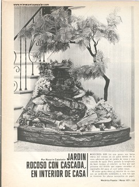 Jard&iacute;n rocoso con cascada, en interior de casa - Marzo 1971