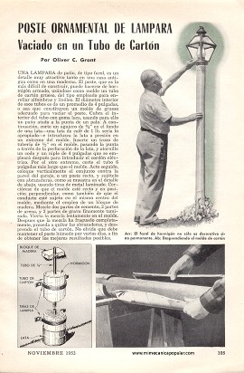 Poste Ornamental de L&aacute;mpara Vaciado en un Tubo de Cart&oacute;n - Noviembre 1953