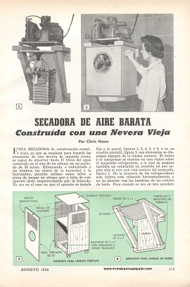 Secadora de aire barata construida con una nevera vieja - Agosto 1958