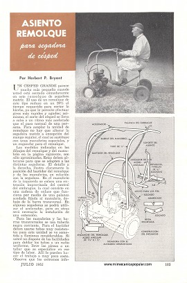 Asiento remolque para segadora de césped - Julio 1952