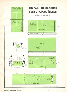 Trazado de canchas para diversos juegos - Noviembre 1971