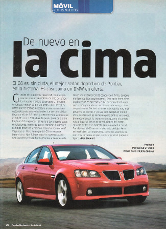 Pontiac G8 GT 2008 - Junio 2008