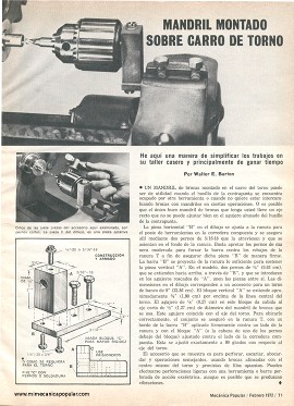 Mandril montado sobre carro de torno metal - Febrero 1972