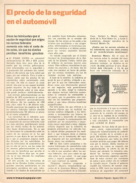 El precio de la seguridad en el automóvil - Agosto 1976