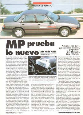 MP prueba tres autos que consumen metanol -Chevrolet -Ford -Chrysler -Febrero 1990