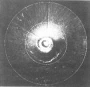 Vista de radar del vórtice del huracán Esther 65 minutos antes de impregnar las nubes con yoduro de plata, el 16 de septiembre de 1961.