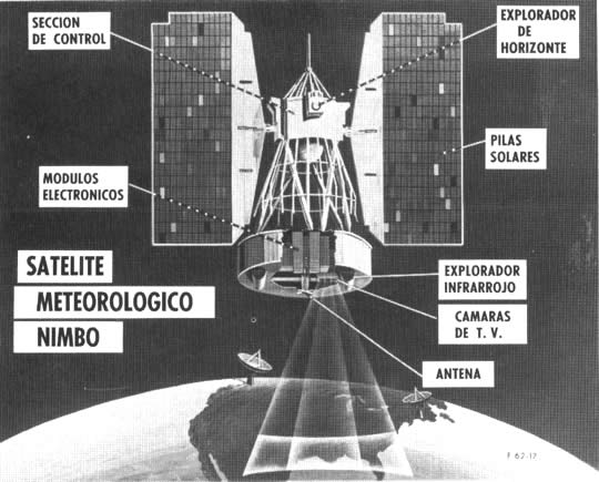 He aquí el satélite meteorológico Nimbo que proporciona una vigilancia continua de las nubes