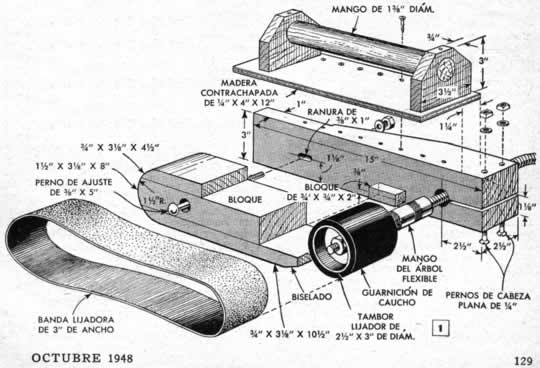 Clic en la imagen para ver más grande y claro - Construya este Lijador de Banda